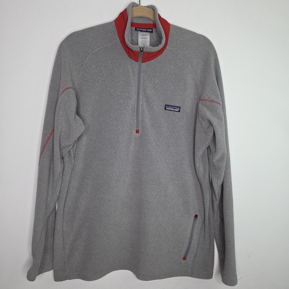 Patagonia Better Sweater Fleece Quarter Zip Mens Sz Large Grey Red